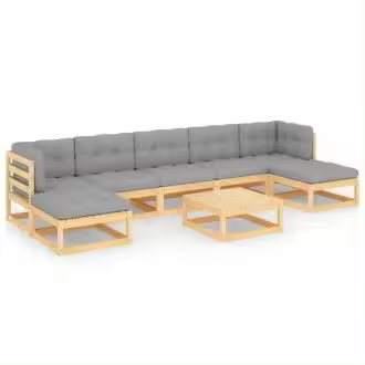 VIDAXL 3077129 conjunto de sofás con mesita de palets para jardín de 6 piezas en pino y gris - 1