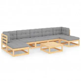 VIDAXL 3077129 conjunto de sofás con mesita de palets para jardín de 6 piezas en pino y gris - 1