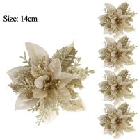 50/3pcs Flores De Navidad Plateadas Y Plateadas Artificiales Poinsettia De 14cm Adorno De Árbol De Navidad Decoración De Hogar Para Año Nuevo - details 3