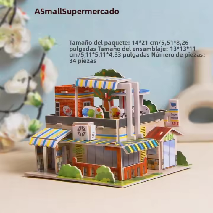 Puzzles De Papel 3D Exquisitos Para Niños Juguetes Hechos a Mano DIY Heladería Hotel Francés Supermercado Juguete Educativo Para Edad Infantil - 1