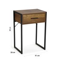 Mesita de Noche Versa con Cajón en Madera y Metal - details 1