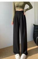 Pantalones Anchos Elegantes Para Mujer Estilo Coreano Cintura Alta Negro Pantalones Sueltos Para Oficina Moda 2024 - details 6