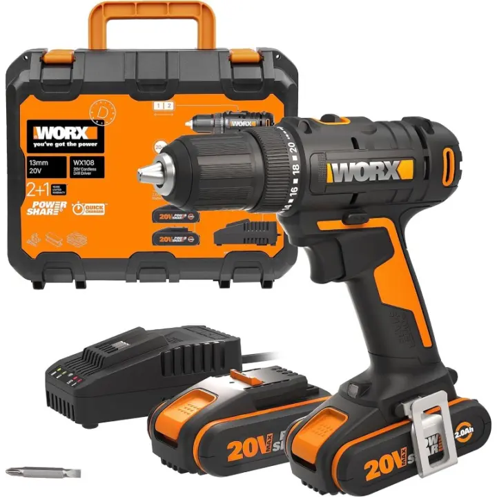 WORX WX108 TALADRO ATORNILLADOR 20V  2Bat. 2AH - 1