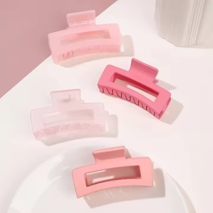 4 Pcs Clip De Cabello Grande Rosa Antideslizante 3.4" Para Mujeres Y Niñas Cierre Fuerte Para Cabello Grueso Y Delgado - 1