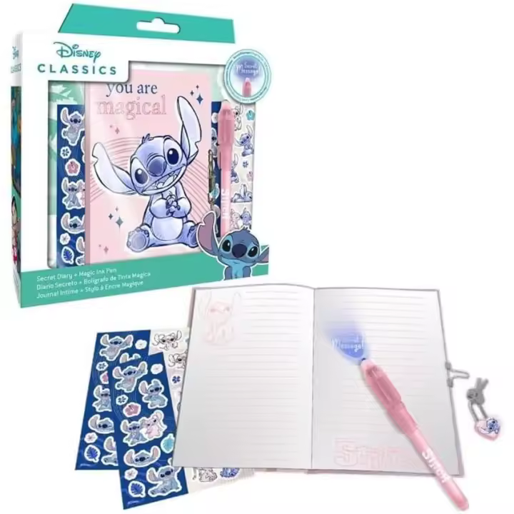 Diario Mágico Stitch Disney – Incluye Bolígrafo de Tinta Mágica y Pegatinas, Cierre con Candado, Diseño Único, Kids Licensing - 1