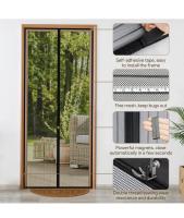 Cortina Mosquitera Para Puertas,  Mosquitera Imantada Puerta 90x210cm Tejido Súper Fino Para Dejar Pasar El Aire, Cierre Magnético Automático Que Evita el Paso de Insectos, Fácil de ensamblar - details 1