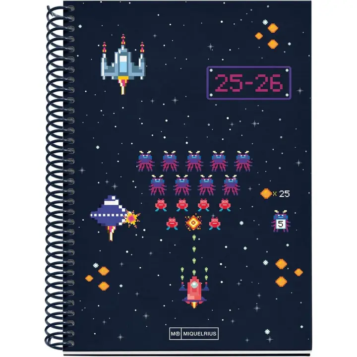Miquelrius MR26884 Agenda Escolar 25-26, Planificador 10 Meses: Septiembre 2025 a Junio 2026, Espiral de plásico, Tamaño 150 x 213 mm, Semana Vista, Vuelta al cole con estilo y diversión, Español-Inglés - 1