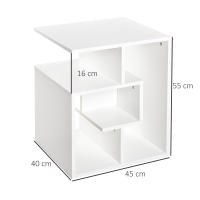 HOMCOM Mesita Auxiliar Mesa Auxiliar Blanca Mesa de Centro con Estantes de Almacenamiento para Salón Dormitorio 45x40x55 cm - details 2
