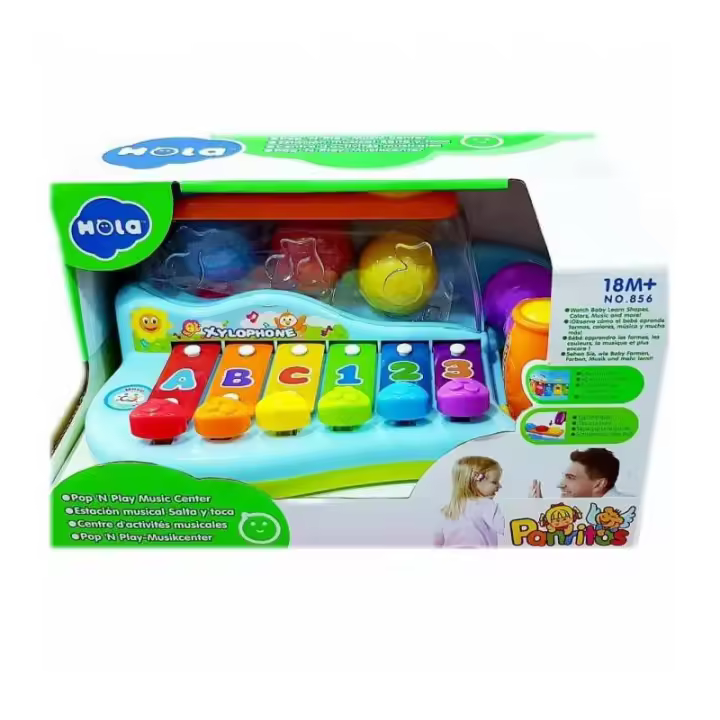 ESTACIÓN MUSICAL SALTA Y TOCA PIANO  CON MARTILLO Y BOLAS DE PANRITOS - 1