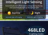 Lámpara Solar LED 468 LEDs Exterior Impermeable Con Sensor De Movimiento Iluminación De 3 Lados Para Garage Jardín Foco De Iluminación Solar - details 5