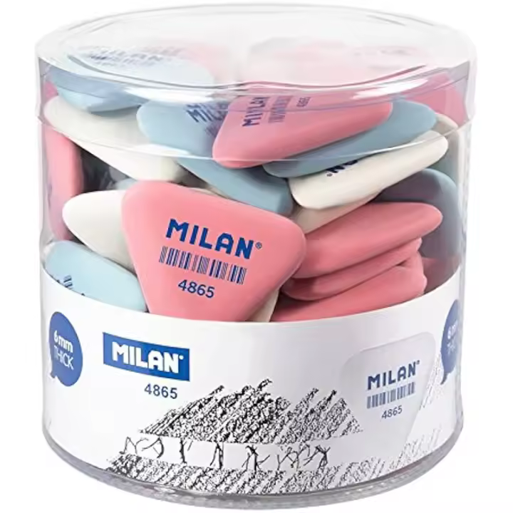 MILAN Bote 65 Gomas 4865 miga de pan Flexible Triangulares pequeñas, Colores surtidos - 1
