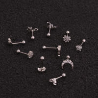 Pendientes De Titanio Puro 99% Color Plata Para Mujer Estilo Spiral Con Luna Y Estrellas Joyería Moda Metálica Geométrica - details 4