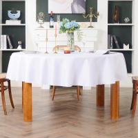 Mantel Redondo Blanco De Seda Para Bodas Y Fiestas Decoración De Mesa Hotelera Y Cumpleaños Mantel De Color Sólido Impermeable Y Antiaceite Para Comedor - details 17