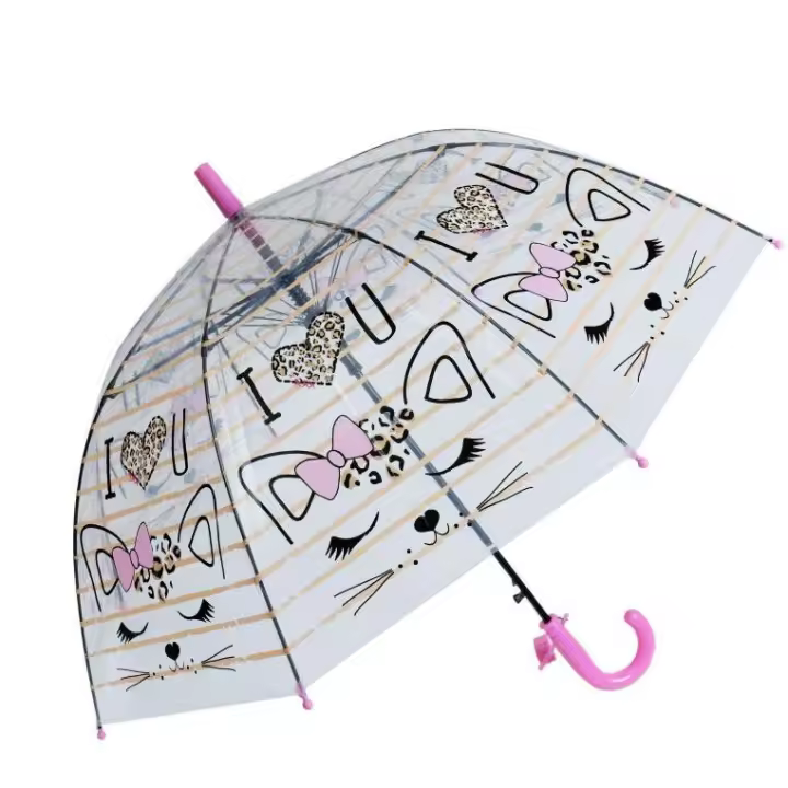 J.S ONDO Paraguas Transparente Bastón Plegable, 50cm Cerrado de NIÑO O NIÑA, Automático, 8 Varillas Resistente Al Viento,DIBUJO ANIMADO - 1