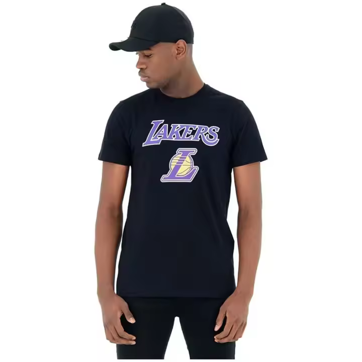 Camiseta de Manga Corta New Era Los Angeles Lakers Nba para hombre en color negro - 1