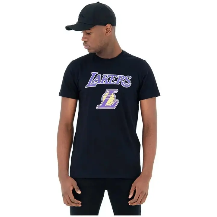 Camiseta de Manga Corta New Era Los Angeles Lakers Nba para hombre en color negro - 1