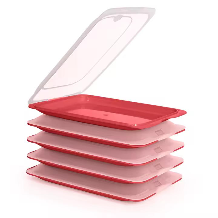 TATAY Fresh - Set de 5 Recipientes Porta Embutidos y Alimentos. Color Burdeos - 1