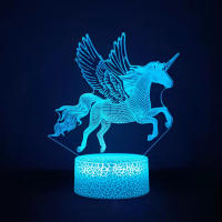 Lámpara De Noche Unicornio 3D LED Anime Regalo Para Niños 16 Colores Cambian Con Control Remoto Regalo De San Valentín Cumpleaños - details 3