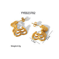 Encanto Pendientes geométricos huecos de metal únicos y elegantes Joyería personalizada de acero inoxidable chapado en color oro de 18 quilates - details 4