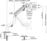 Aisens Soporte de Monitor Escritorio Mesa para Pantallas de 17 a 32 Pulgadas 17" a 32" Compatible  VESA 75/100 mm Gestión del Cableado Brazo Articulado Abrazadera Ajuste 3D Altura con Inclinación, Giratorio, Rotar Peso 2-9 kg - DT32TSR-139 - details 2