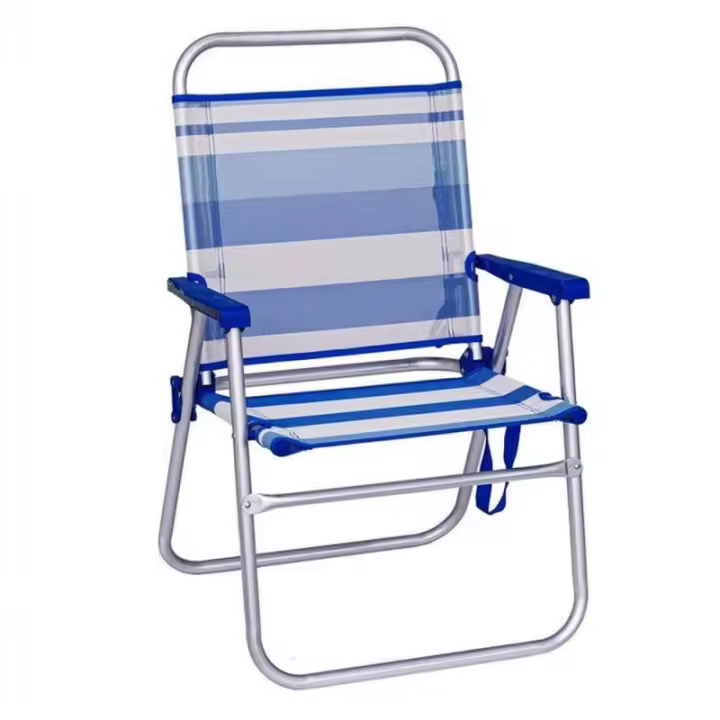 Silla de Playa Monty Fija Plegable de Aluminio y Textileno Azul y Blanco - 1