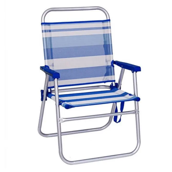 Silla de Playa Monty Fija Plegable de Aluminio y Textileno Azul y Blanco - 1