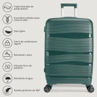 Maletas de viajes color verde, Equipaje de Mano, Maleta de Cabina para avión ligera y Rígida de Polipropileno con 4 Ruedas Dobles 360° y Cierre de seguridad, Maletas de Viaje varios tamaños para niño y adulto - details 2