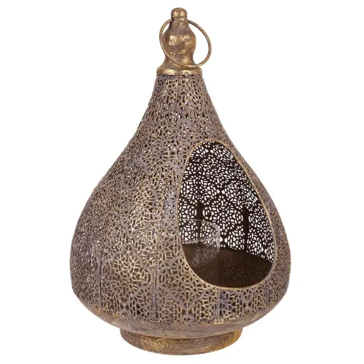 WANDERLUST DECO Portavelas de Metal Dorado 25x25x38h Cm - Elegante y Decorativo - 1