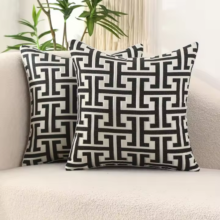 Funda De Cojín Geométrica Moderna De Tela Jacquard Con Cierre Invisible Para Decoración De Sala De Estar Y Dormitorio 1 Pieza - 1