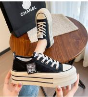 Zapatillas De Lona Multifuncionales Para Deporte Al Aire Libre Para Mujer Negras Con Cordones Plataforma Cómodas Para Adultos - details 12