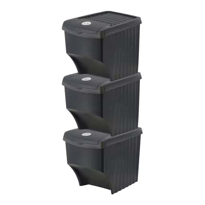 SISTEMA DE 3 CUBOS DE 22 LITROS RECICLAJE APILABLES 392x293x456mm - 1