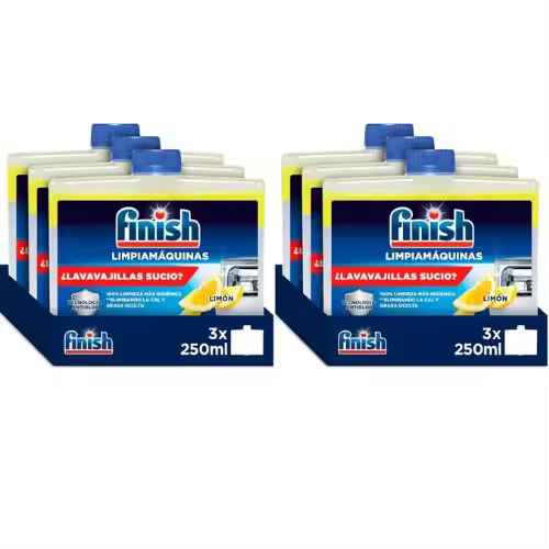 Finish Líquido para Lavavajillas_ Limpia lavavajillas contra el mal olor_ la cal y la grasa del lavaplatos_ limpiador lavavajillas_ 6 x 250ml - 1