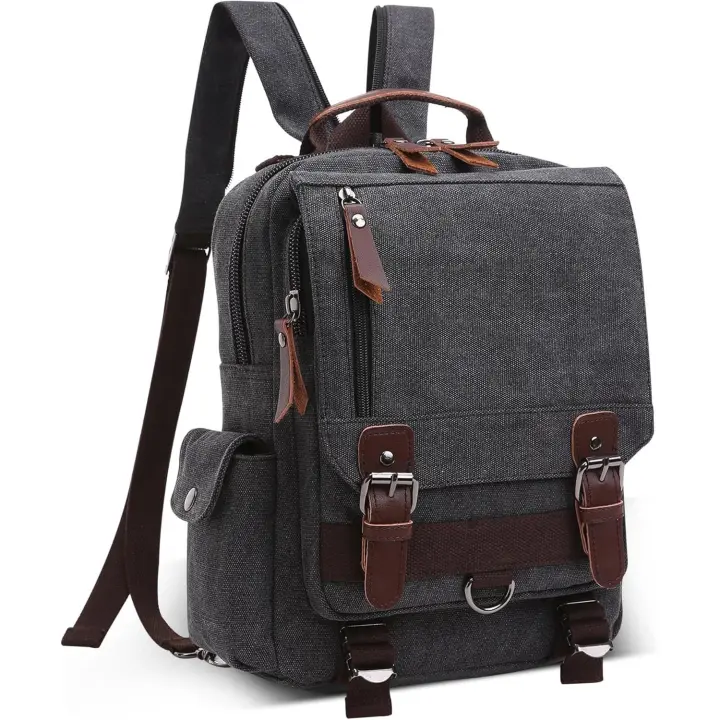 Mochipa vintage de moda para hombre, Bolso de hombre convertible para iPad de 12,9 pulgadas, Bolso de Lona informal para la Escuela, Viajes, Trabajo, senderismo, camping, mochipa de Lona para hombre. - 1
