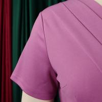 Vestido Elegante Para Oficina Para Mujer Con Cuello En V Manga Corta Cinturón Ajustado Recto Midi Formal Ropa De Negocios Para Mujer - details 13