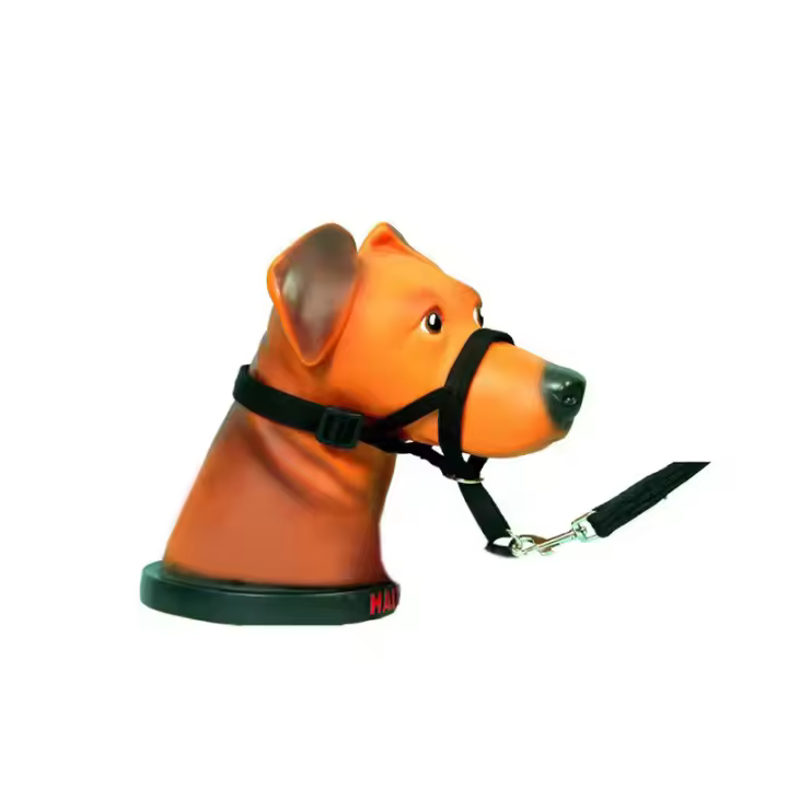 Bozal de nailon ajustable para perro, bozal de seguridad suave y transpirable para evitar morder y chillar, bozal de nailon para perros grandes evita mordeduras, ladridos y masticar, Collar de Control con bozal - 1