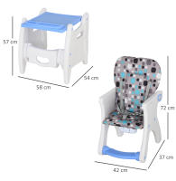 HOMCOM Trona para Bebés 2 en 1 para 6 Meses a 6 Años Transformable en Mesa y Silla Multifuncional Ajustable en 3 Posiciones Respaldo Alto Acolchado con 2 Bandejas Extraíbles 57x59x105 cm - details 2