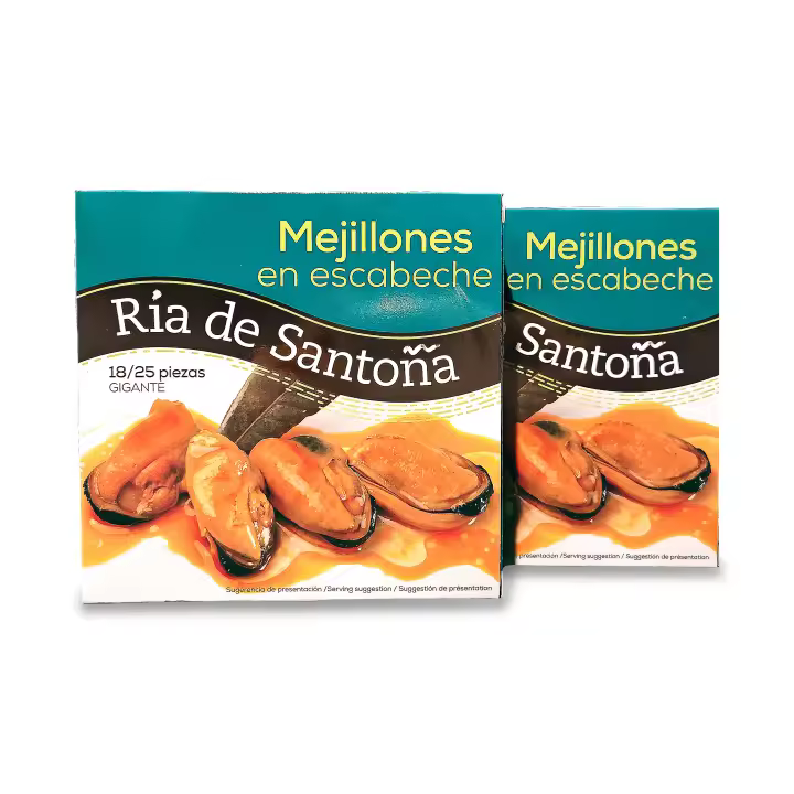 Mejillones en escabeche 18/25 piezas de Ria de santoña (Pack de 2 unidades de 523gr) - 1