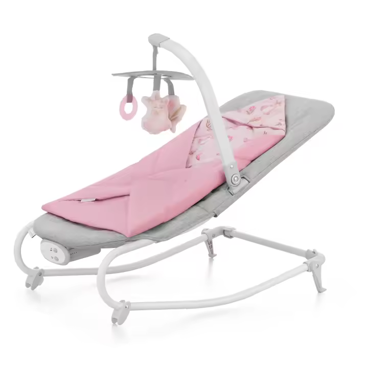 Kinderkraft FELIO2 Hamaca Bebé, Balancín, Silla mecedora con manta envolvente, mosquitera y arco con 3 juguetes, vibraciones, 8 músicas, extremadamente ligera - 1