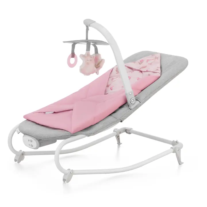 Kinderkraft FELIO2 Hamaca Bebé, Balancín, Silla mecedora con manta envolvente, mosquitera y arco con 3 juguetes, vibraciones, 8 músicas, extremadamente ligera - 1