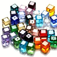 100PCS Cuentas De Cristal Transparentes De 4mm Para Fabricación De Joyería DIY Cuentas Espaciadoras Forma Cubo - details 0