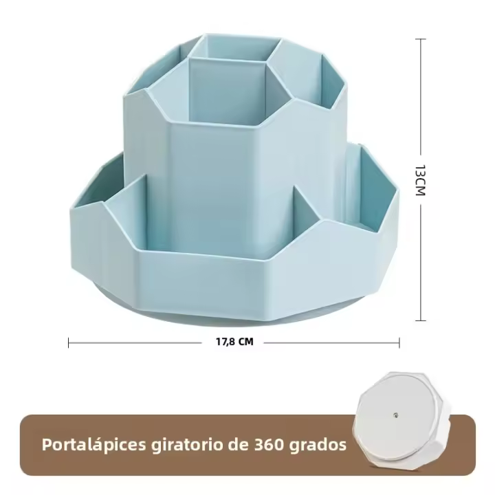 Soporte Para Lápices Rotativo 360° Gran Capacidad Organizador De Estación Para Escuela Y Oficina Caja De Almacenamiento De 9 Cuadrantes - 1