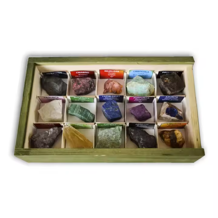 Minerales y Fósiles Nano Colección de 15 Minerales de Pigmentos - 1