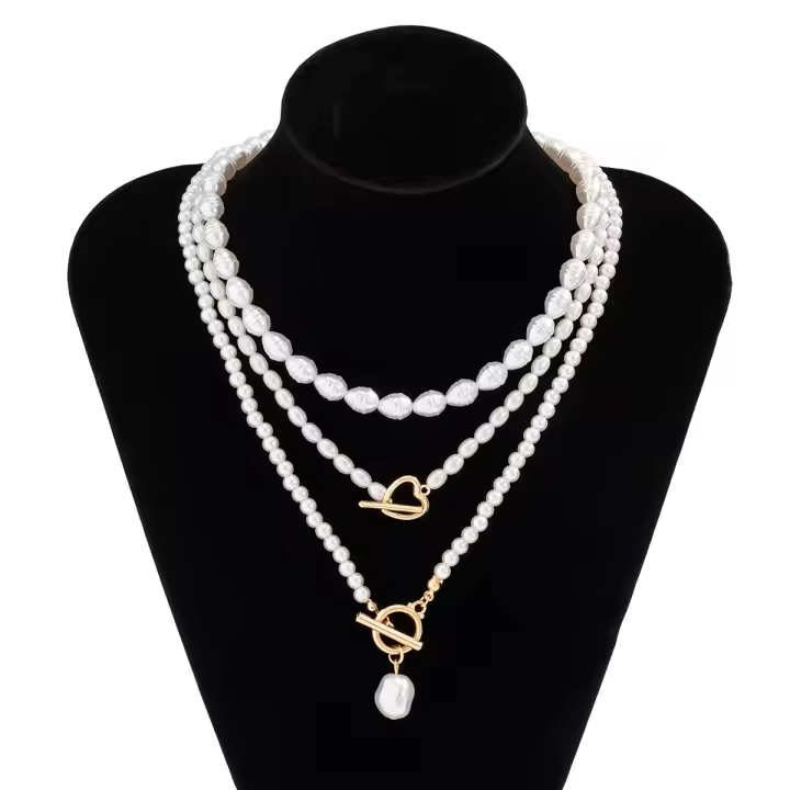 Muestra un elegante collar de perlas con encanto, collar con encanto, temperamento, usa collar de perlas - 1