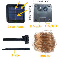 Luz Solar Exterior Impermeable Cadena De 50/100/200/300 LED Para Fiesta Navideña Decoración De Jardín Guirnalda De Hadas - details 1