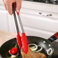 Pinzas de cocina, juego de 4, pinzas de acero inoxidable antideslizantes de 7" con clip de bloqueo para cocinar, asar, servir, resistentes al calor, de calidad alimentaria - details 1