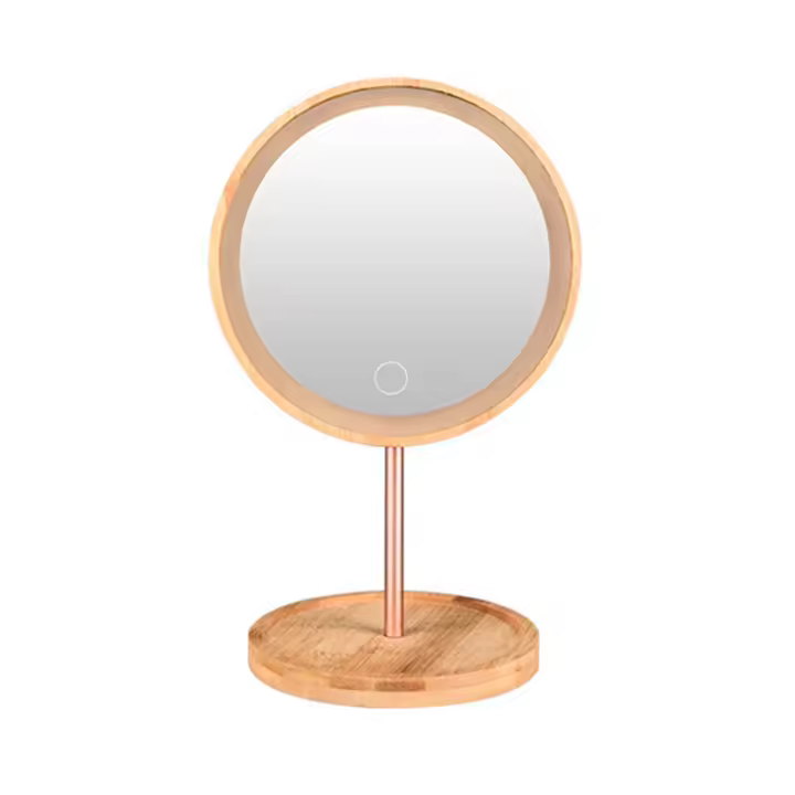 Espejo De Maquillaje De Madera Con Luz LED 3 Modos Espejo De Vestíbulo Desmontable Base De Almacenamiento Recargable Por USB Regalo - 1