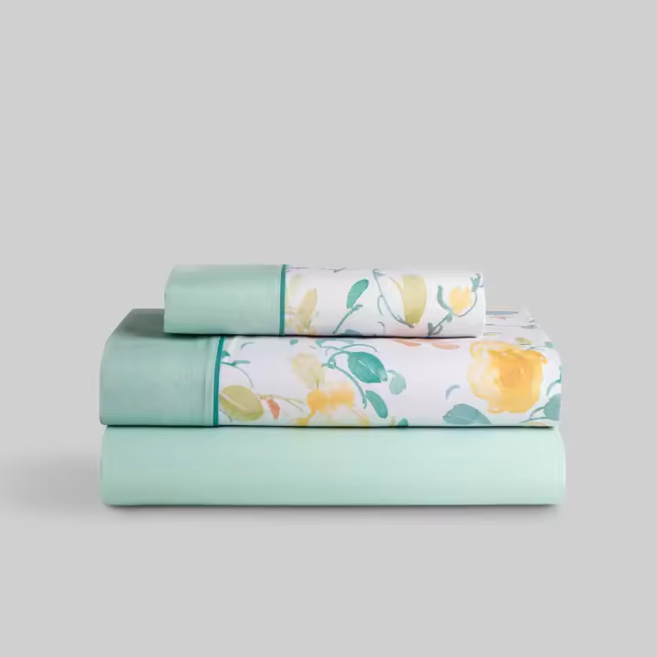 Llartextil Juego de Sábanas Karamelo Zelia Aguamarina - Ropa de Cama Colorida y Transpirable - 1