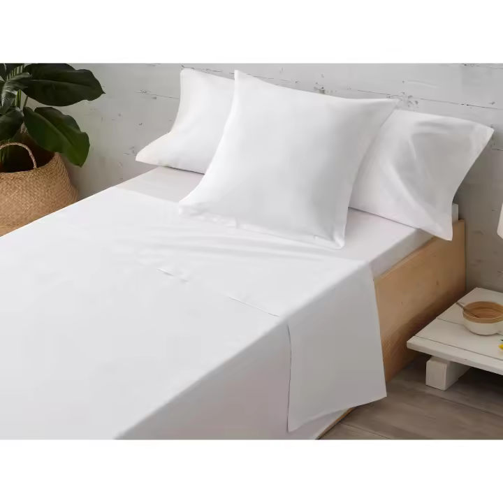 GO-GO Juego de sábanas blancas 50% algodón percal 50% poliéster 200 hilos. Calidad 30/30. No son de importación. Fabricación nacional. Medidas cumplidas. - 1