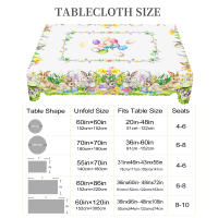 Mantel Redondo De Pascua En Poliéster 100% Impermeable Con Patrón De Conejo Y Huevo Tamaño Variado Decoración Para Mesa De Comedor Jardín Y Uso Diario En Casa - details 5