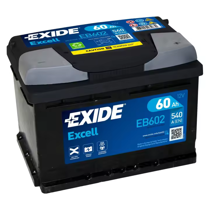 Bateria Exide Excell EB602 60AH 540EN 242X175X175 LB2 B13 + Derecha - 1